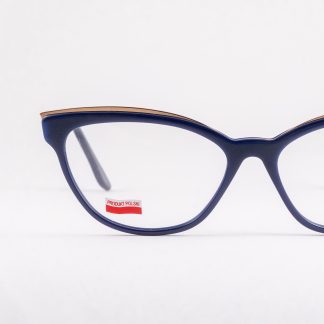 granatowe oprawki damskie kocie oczy pozłacane 14 karatów okulary Liw Lewant małe wyraziste modne polski produkt prawdziwe złoto z certyfikatem