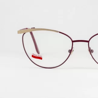 Metalowe oprawki damskie kocie oczy bordowe ze złotą linią brwi okulary liw lewant oryginalne modne oprawki