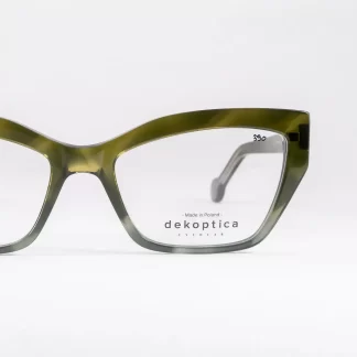 Plastikowe oprawki damskie kocie oczy okulary dekoptica zielone khaki tworzywo sztuczne kocie oczy