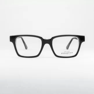 Plastikowe oprawki męskie damskie prostokątne czarne ciekawe frezowanie oprawki okularowe polski producent dekoptica jakościowe tanie okulary