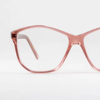 Plastikowe oprawki damskie wielokąt okulary polski producent 2looks różowe półtransparentne plastikowe wielokąty modne odważne niestandardowe