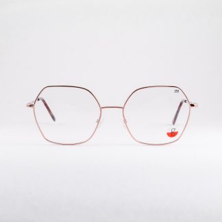 okulary damskie wielokąty oprawki sześciokątne różowe złoto modne rose gold trendy błyszczące delikatne mało widoczne rozświetlające