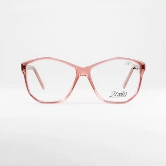 Plastikowe oprawki damskie wielokąt okulary polski producent 2looks różowe półtransparentne plastikowe wielokąty modne odważne niestandardowe