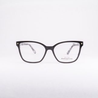 Plastikowe oprawki damskie kocie oczy dekoptica czarne plastikowe prostokątne