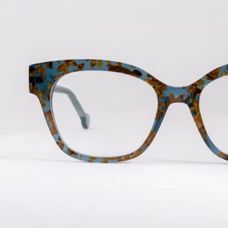 Plastikowe oprawki damskie motyl okulary dekoptica niebiesko-złote tworzywo sztuczne motyl