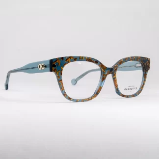 Plastikowe oprawki damskie motyl okulary dekoptica niebiesko-złote tworzywo sztuczne motyl