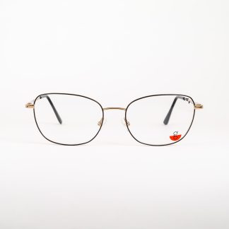 okulary damskie delikatne modne czarno-złote kocie oczy oprawa czarna złota subtelna odmładzająca polski producent Indigo trendy 2021 polska manufaktura optyk lodz oprawy metalowe łódź nowoczesne ciekawy design okulary korekcyjne