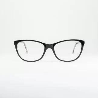 czarne kocie oczy oprawki damskie dla szczupłej wąskiej twarzy w białe paski od spodu okulary Binokl mały rozmiar