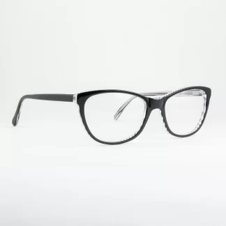 czarne kocie oczy oprawki damskie dla szczupłej wąskiej twarzy w białe paski od spodu okulary Binokl mały rozmiar