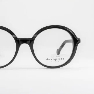 Dekoptica damskie oprawki do okularów czarne średnie plastikowe okulary korekcyjne oryginalne ciekawe kółka modne okrągłe