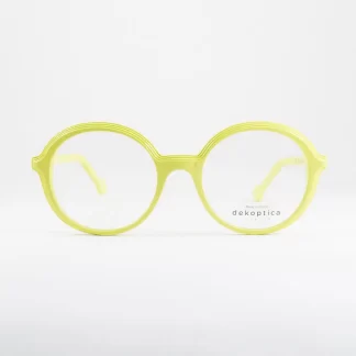 Dekoptica damskie oprawki do okularów żółte średnie plastikowe okulary korekcyjne oryginalne odważne kółka modne okrągłe limonka