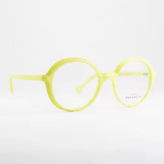 Dekoptica damskie oprawki do okularów żółte średnie plastikowe okulary korekcyjne oryginalne odważne kółka modne okrągłe limonka