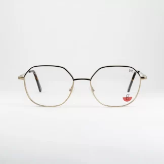 metalowe oprawki damskie wielokątne duże tarcze okulary czarno złote eleganckie