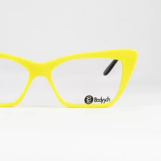 żółte okulary damskie Bodyych neonowe oprawki kocie oczy wyraziste odważne oryginalne designerskie
