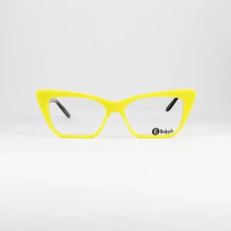 żółte okulary damskie Bodyych neonowe oprawki kocie oczy wyraziste odważne oryginalne designerskie