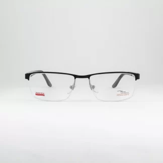 metalowe oprawki męskie na żyłkę czarne prostoątne okulary klasyczne z plastikowymi zausznikami z zawiasem flex