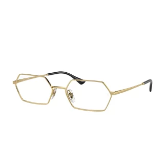 oprawki ray ban 6528 2500 YEVI złote sześciokątne okulary korekcyjne nowoczesne trendy y2k